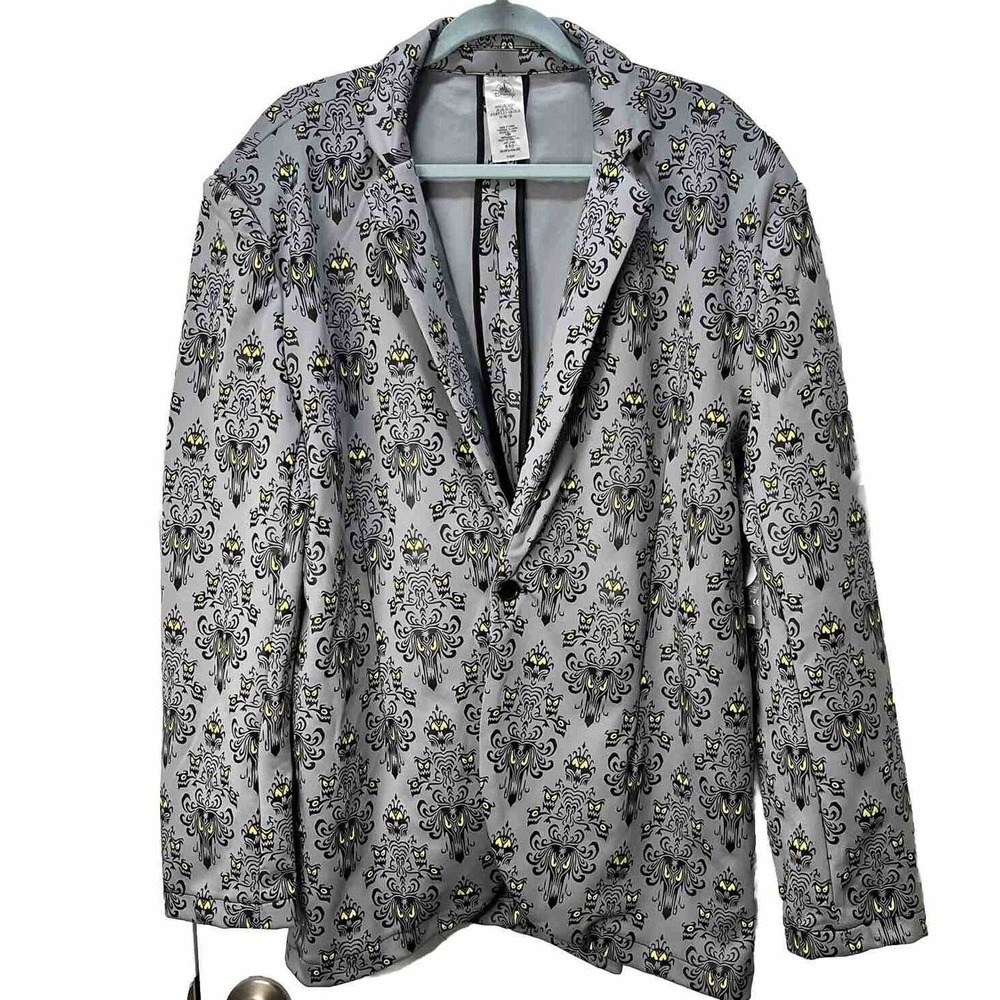 Haunted Mansion Wallpaper Pattern Suit Jacket Blazer Disney Parks XL